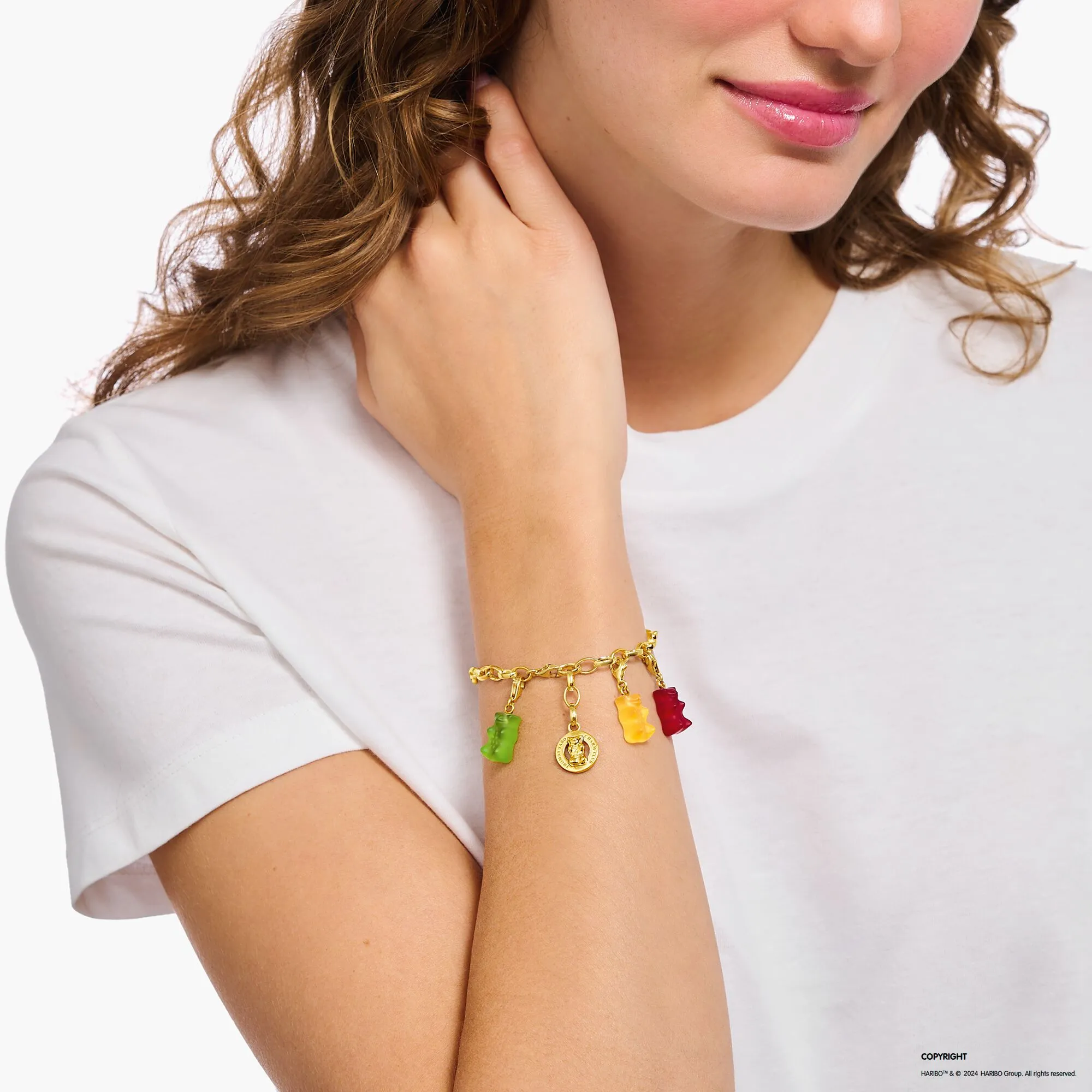 Thomas Sabo Damen Charms Schmuck Anhänger Goldbären in Rot