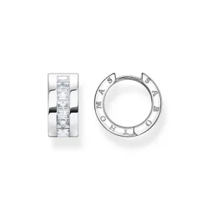 Thomas Sabo Damen Ohrringe Creolen mit weißen Steinen Pavé Silber