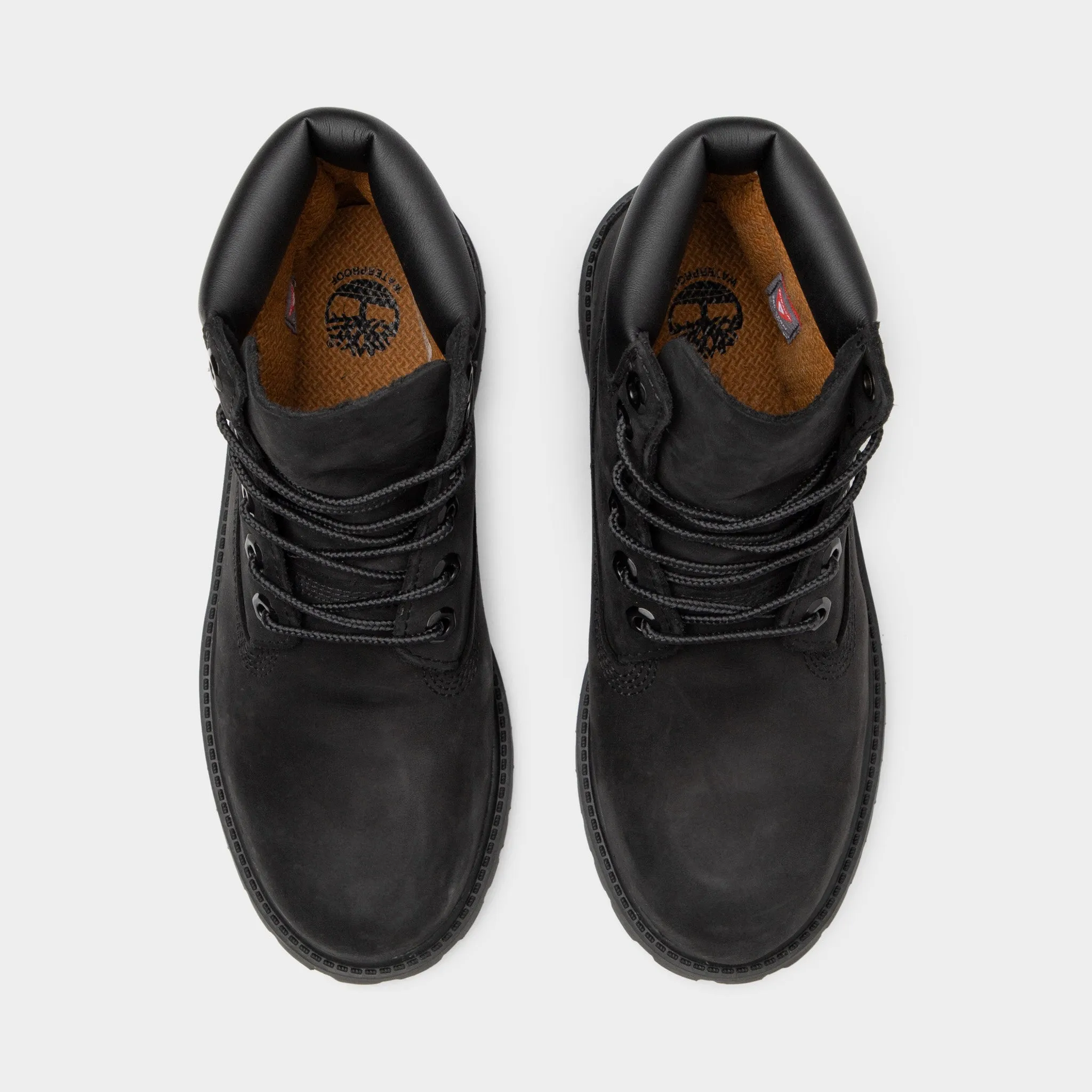 Timberland Juniors' 6-Zoll wasserdichte Premium-Stiefel / Schwarze Nubuck Timberland Schuhe