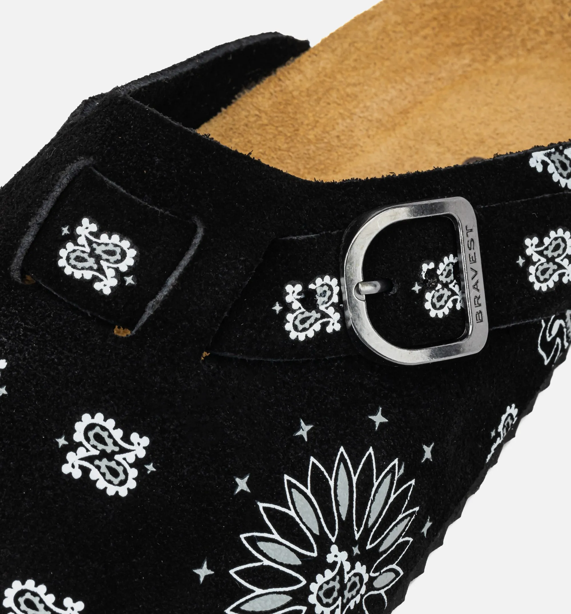 Zweifarbiger Paisley Clog Herren-Sandale - Schwarz/Weiß
