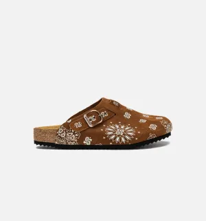 Zweifarbiger Paisley Clog Herren-Sandale - Mokka/Weiß