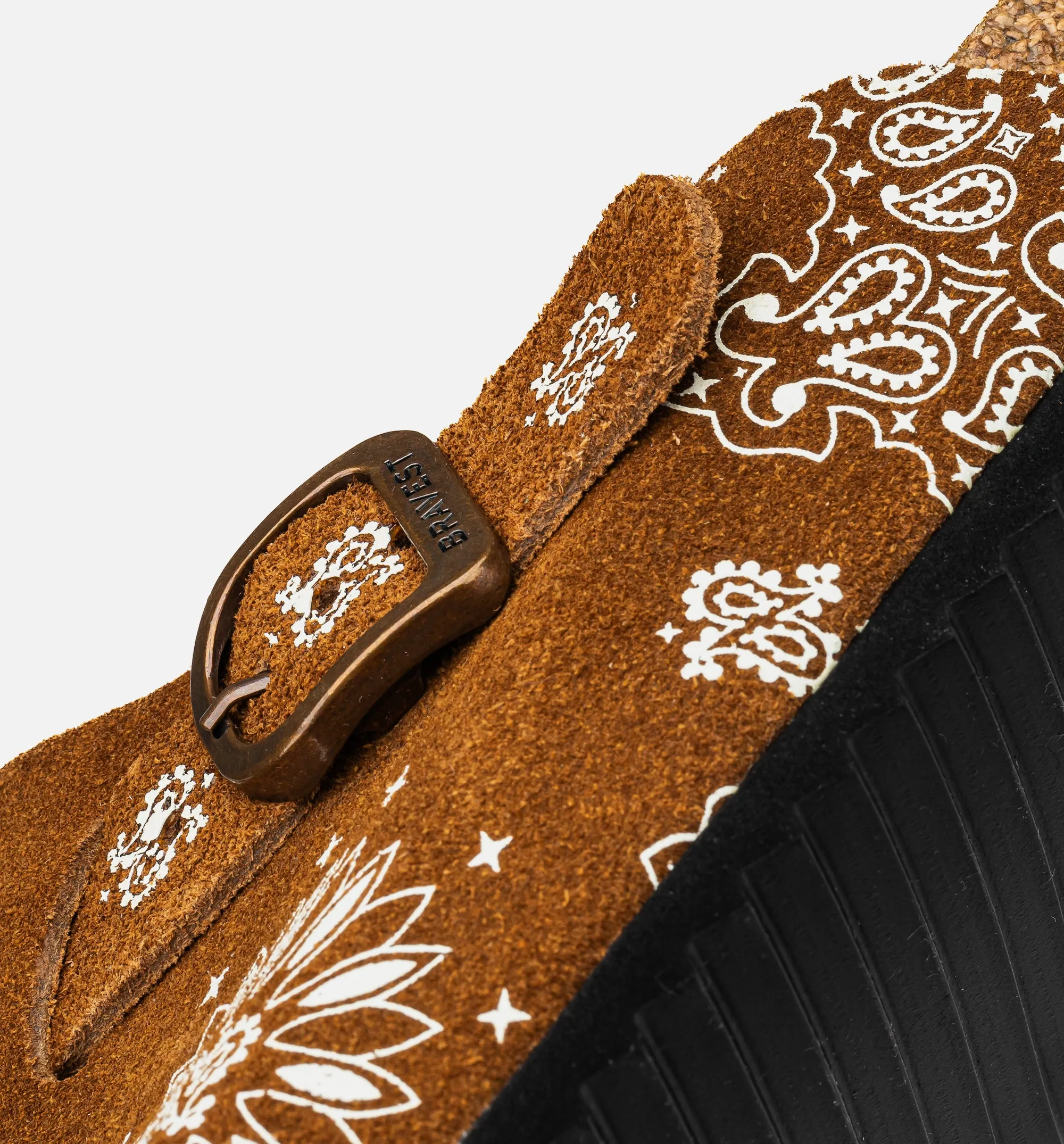 Zweifarbiger Paisley Clog Herren-Sandale - Mokka/Weiß