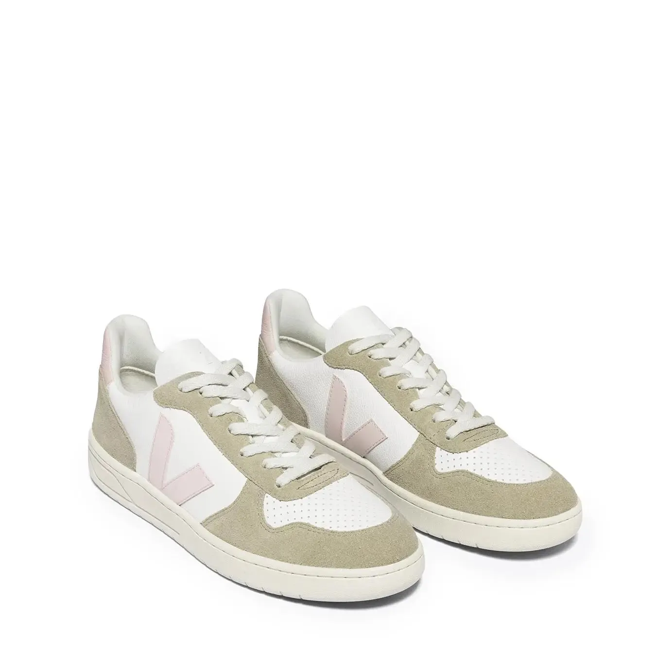 Veja Damen V-10 Chromfreies Leder Weiß Petale Sahara