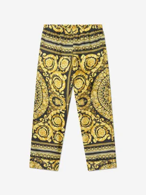 Versace Girls Seiden Barocco Hose in Schwarz