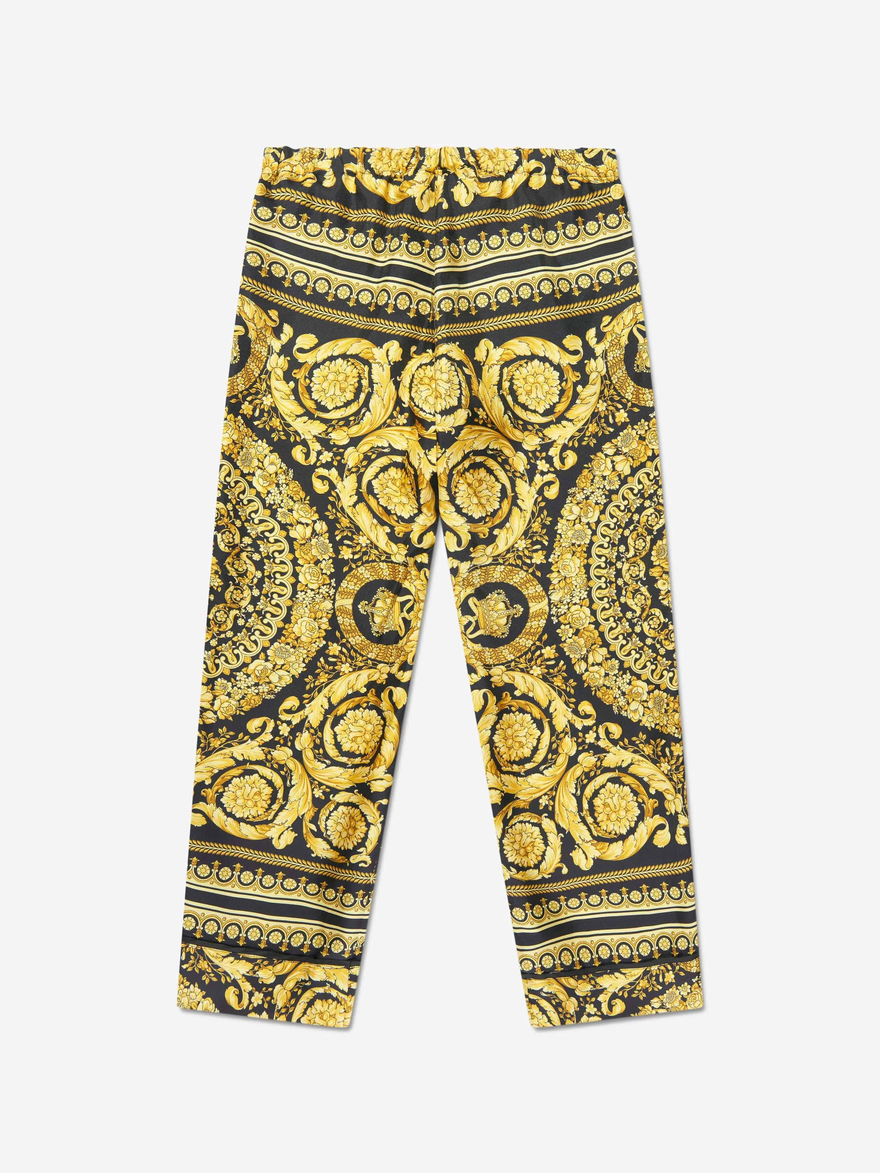 Versace Girls Seiden Barocco Hose in Schwarz