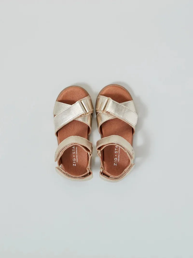 Zig   Star: Rae Kreuzriemen-Mädchensandalen - Goldstaub