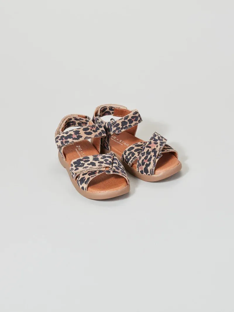 Zig   Star: Rae Kreuzriemen-Mädchen-Sandalen - Natur Tieroptik